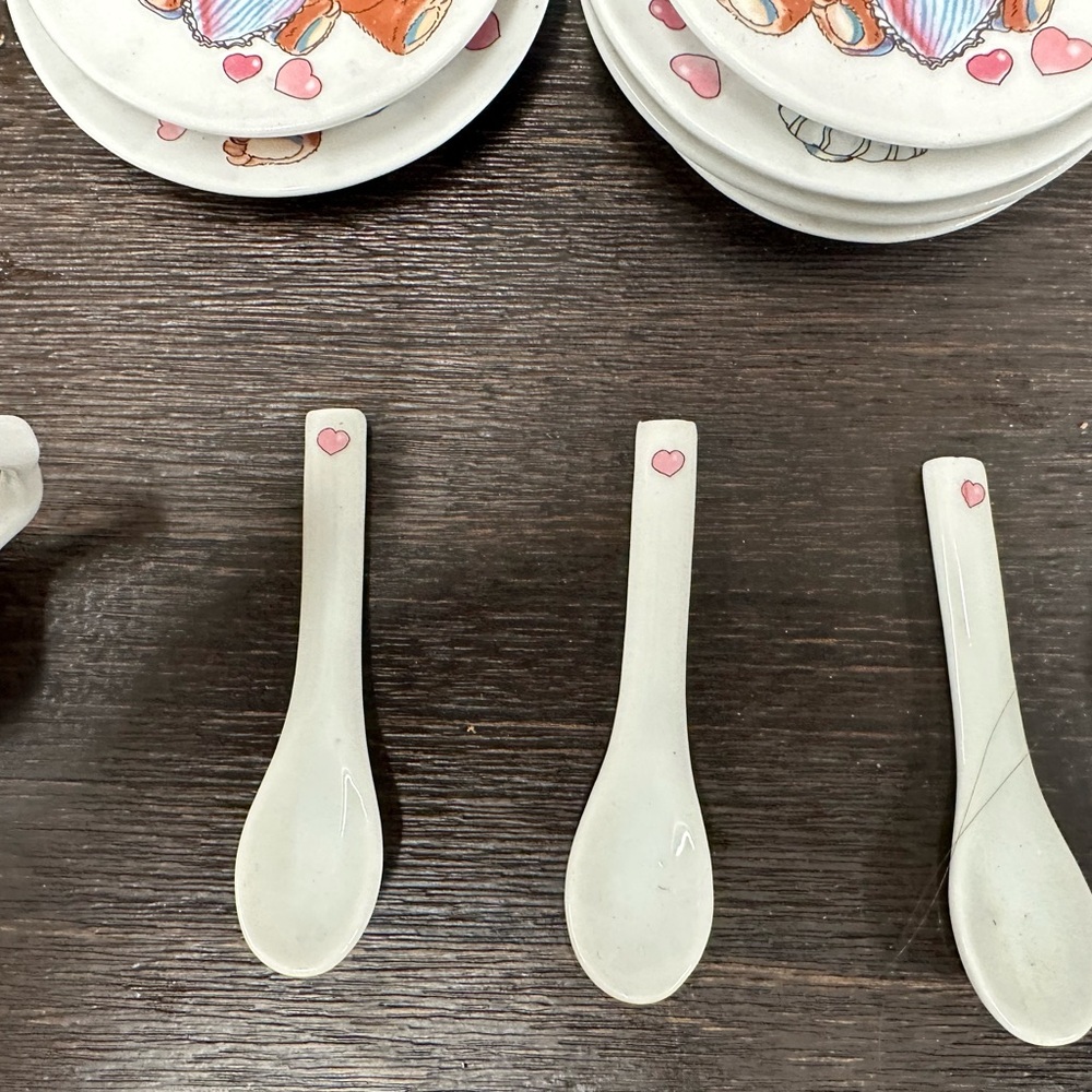 Vintage White Tea Set Made in Japan with Bear Design For Children - Picture 3 of 6